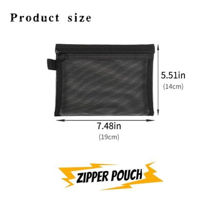 Astero 10 Pcs Black Zipper Pouches – 7.48"×5.51" Small Ripstop Storage Bags, Lightweight Travel Organizers for Makeup, Cables, Toiletries and Everyday Essentials