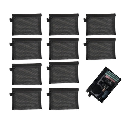 Astero 10 Pcs Black Zipper Pouches – 7.48"×5.51" Small Ripstop Storage Bags, Lightweight Travel Organizers for Makeup, Cables, Toiletries and Everyday Essentials
