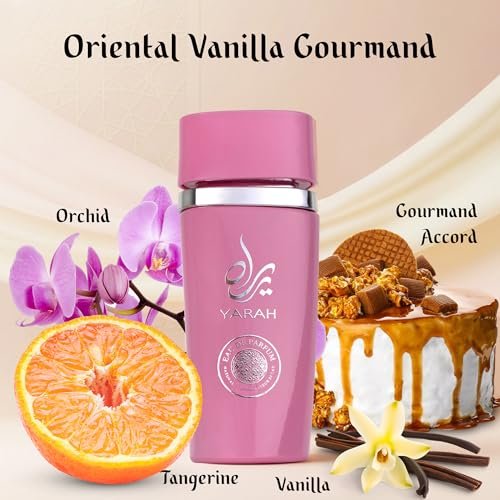SAADAH Yarah Eau De Parfum for Women 4.0 Fl. Oz - Oriental Vanilla Gourmand Perfume with Sweet Orchid, Tangerine, and Tropical Fruits, Long Lasting Powdery Luxury Fragrance Avelisse