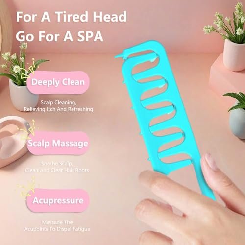 Texture Comb & Textured Styling Tool for Volumizing Fluffy Hair - 2-Pack Wide Tooth Quad Design for Detangling and Styling (Black+Blue) Avelisse