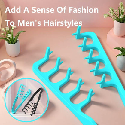 Texture Comb & Textured Styling Tool for Volumizing Fluffy Hair - 2-Pack Wide Tooth Quad Design for Detangling and Styling (Black+Blue) Avelisse
