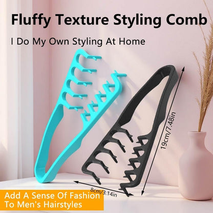 Texture Comb & Textured Styling Tool for Volumizing Fluffy Hair - 2-Pack Wide Tooth Quad Design for Detangling and Styling (Black+Blue) Avelisse