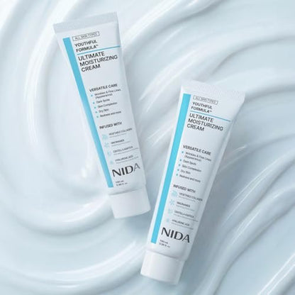 NIDA Youthful Formula Ultimate Moisturizing Cream with Centella Asiatica, Niacinamide, Hyaluronic Acid & Collagen - Anti-Aging Face Moisturizer for Wrinkles, Fine Lines, Dark Spots & Dry Skin - 3.38 fl oz (100ml) Avelisse