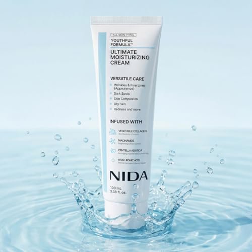 NIDA Youthful Formula Ultimate Moisturizing Cream with Centella Asiatica, Niacinamide, Hyaluronic Acid & Collagen - Anti-Aging Face Moisturizer for Wrinkles, Fine Lines, Dark Spots & Dry Skin - 3.38 fl oz (100ml) Avelisse