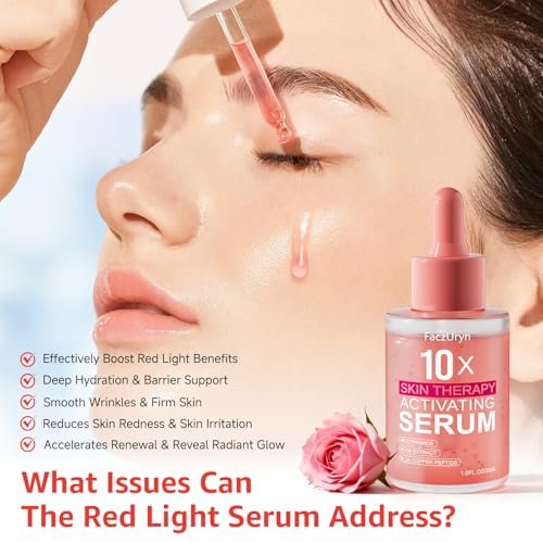 Fymiox Red Light Therapy Serum - Activating Face Serum with Vitamin E & Rose Extract for Enhanced Red Light Therapy Effects, Reduces Wrinkles, Hydrating, 1 Fl Oz Avelisse