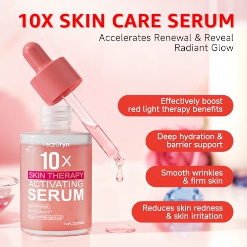Fymiox Red Light Therapy Serum - Activating Face Serum with Vitamin E & Rose Extract for Enhanced Red Light Therapy Effects, Reduces Wrinkles, Hydrating, 1 Fl Oz Avelisse