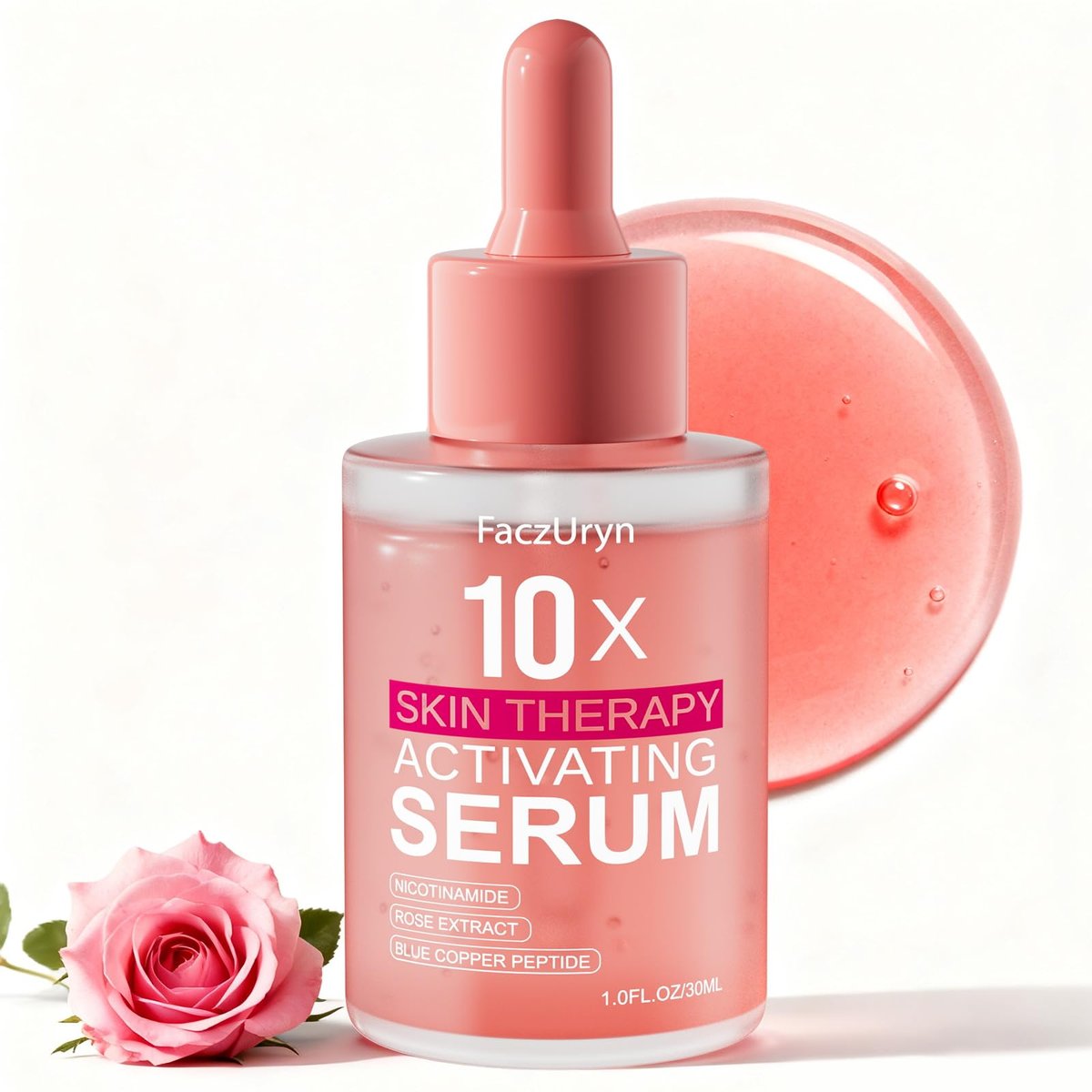 Fymiox Red Light Therapy Serum - Activating Face Serum with Vitamin E & Rose Extract for Enhanced Red Light Therapy Effects, Reduces Wrinkles, Hydrating, 1 Fl Oz Avelisse