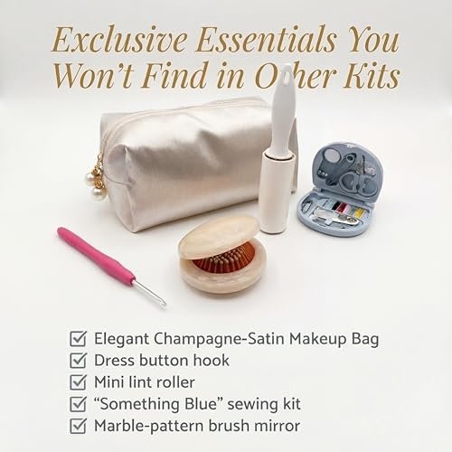 HygaLivia Wedding Emergency Kit | 30+ Essentials | 100+ Pieces | Bridal Emergency Kit for Wedding Day - Champaign White Avelisse