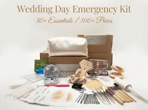HygaLivia Wedding Emergency Kit | 30+ Essentials | 100+ Pieces | Bridal Emergency Kit for Wedding Day - Champaign White Avelisse
