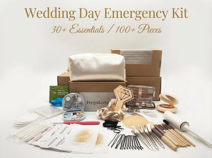 HygaLivia Wedding Emergency Kit | 30+ Essentials | 100+ Pieces | Bridal Emergency Kit for Wedding Day - Champaign White Avelisse