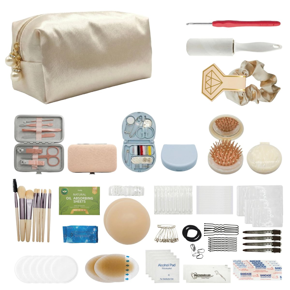 HygaLivia Wedding Emergency Kit | 30+ Essentials | 100+ Pieces | Bridal Emergency Kit for Wedding Day - Champaign White Avelisse