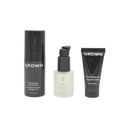 Crown Affair Mini Air Dry Hair Holiday Gift Set: Travel-Size Leave-In Conditioner, Texturizing Mousse & Finishing Gel Avelisse