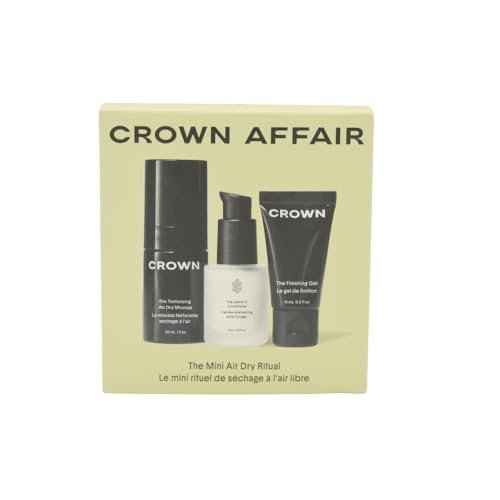 Crown Affair Mini Air Dry Hair Holiday Gift Set: Travel-Size Leave-In Conditioner, Texturizing Mousse & Finishing Gel Avelisse