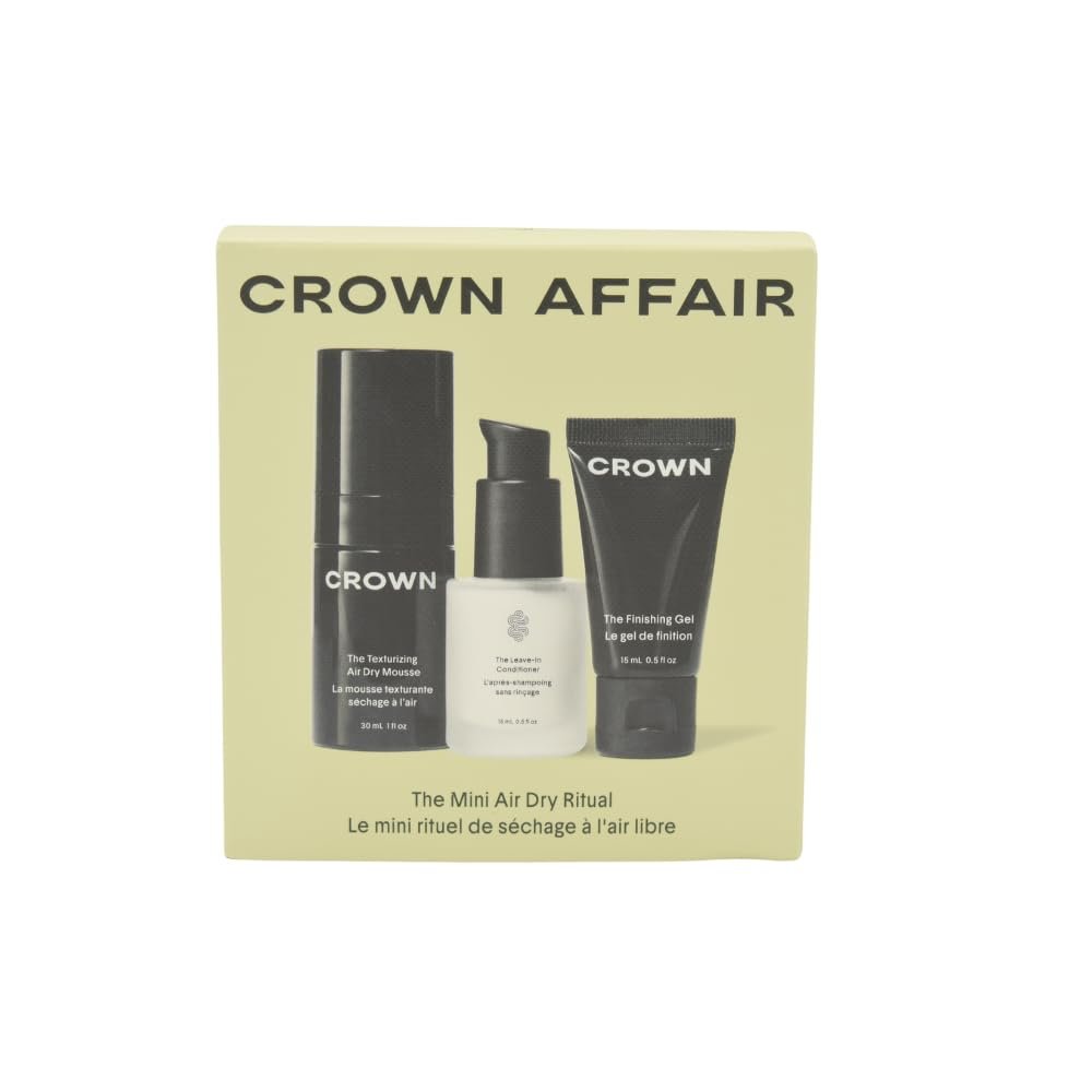 Crown Affair Mini Air Dry Hair Holiday Gift Set: Travel-Size Leave-In Conditioner, Texturizing Mousse & Finishing Gel Avelisse