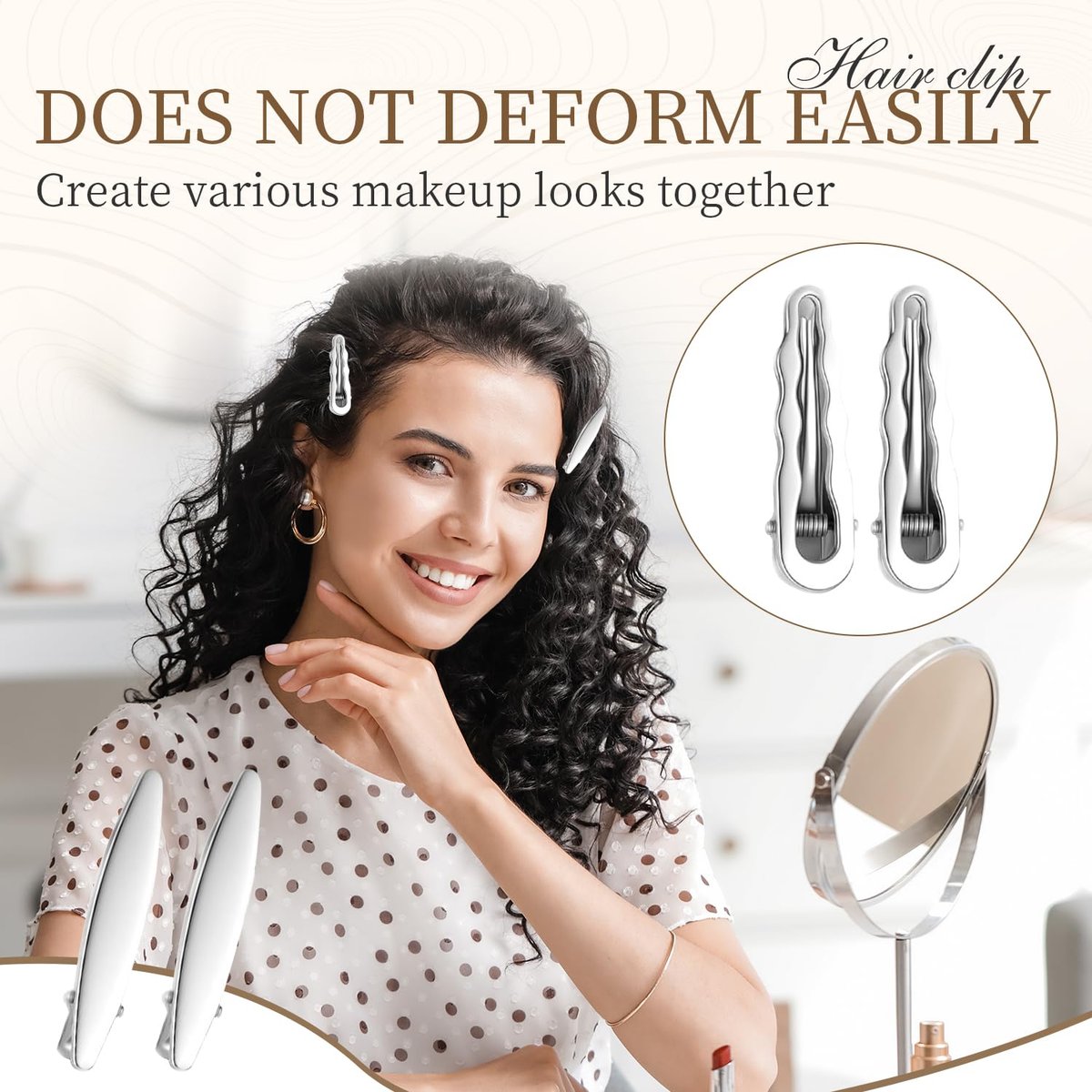 24PCS Silver Hair Clips Set - Cute Y2K Metal Barrettes, Anti-Slip Wavy Star Hair Clips for Women & Girls - görsel 3