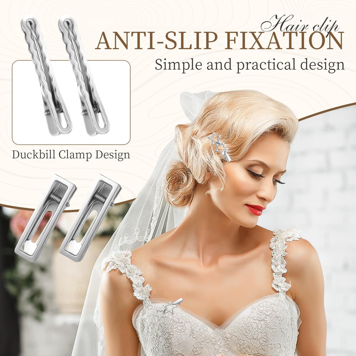 24PCS Silver Hair Clips Set - Cute Y2K Metal Barrettes, Anti-Slip Wavy Star Hair Clips for Women & Girls - görsel 5