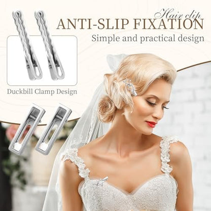 24PCS Silver Hair Clips Set - Cute Y2K Metal Barrettes, Anti-Slip Wavy Star Hair Clips for Women & Girls