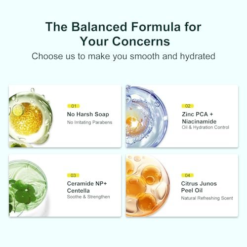 Yufot Gentle Facial Cleanser with Glycerin, Niacinamide & Ceramide NP – Hydrating & Calming Face Wash for Sensitive Skin (5.29 oz) Avelisse