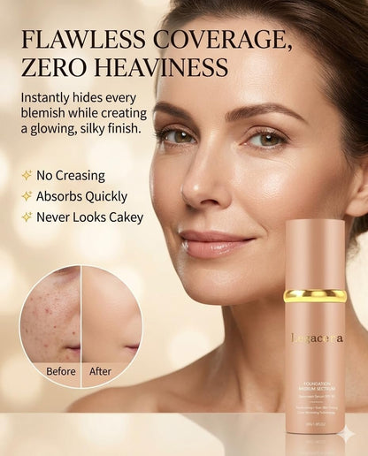 Legacera 4-in-1 Foundation for Mature Skin - Hydrating Full Coverage, Long-Lasting & Waterproof - Medium 3.35 Fl Oz Avelisse