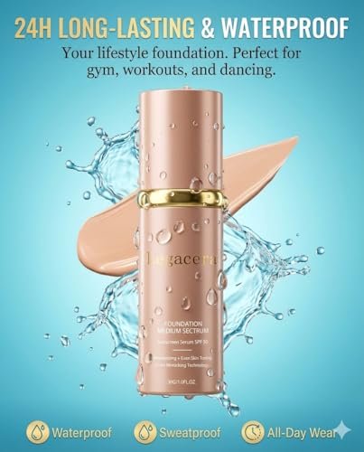 Legacera 4-in-1 Foundation for Mature Skin - Hydrating Full Coverage, Long-Lasting & Waterproof - Medium 3.35 Fl Oz Avelisse