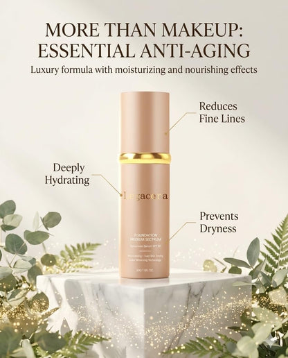 Legacera 4-in-1 Foundation for Mature Skin - Hydrating Full Coverage, Long-Lasting & Waterproof - Medium 3.35 Fl Oz Avelisse