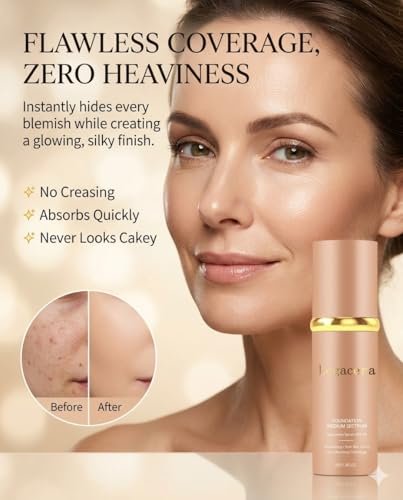 Legacera 4-in-1 Foundation for Mature Skin - Hydrating Full Coverage, Long-Lasting & Waterproof - Medium 3.35 Fl Oz Avelisse