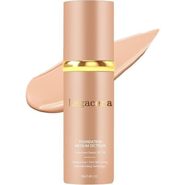 Legacera 4-in-1 Foundation for Mature Skin - Hydrating Full Coverage, Long-Lasting & Waterproof - Medium 3.35 Fl Oz Avelisse
