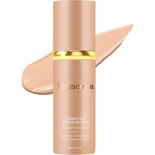 Legacera 4-in-1 Foundation for Mature Skin - Hydrating Full Coverage, Long-Lasting & Waterproof - Medium 3.35 Fl Oz Avelisse