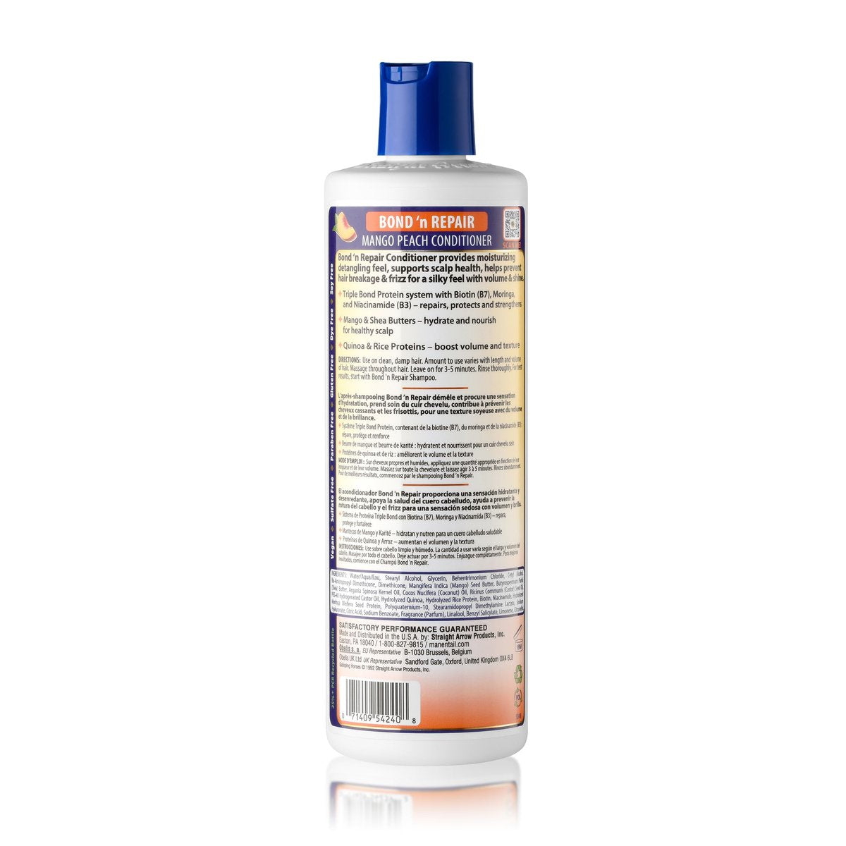 Mane 'n Tail Bond 'n Repair Conditioner - Moisturizing Detangling Conditioner for Damaged Hair, Anti-Breakage & Frizz Control, Triple Bond Repair with Biotin, Moringa & Niacinamide, Mango Peach 11.2 fl oz - görsel 3