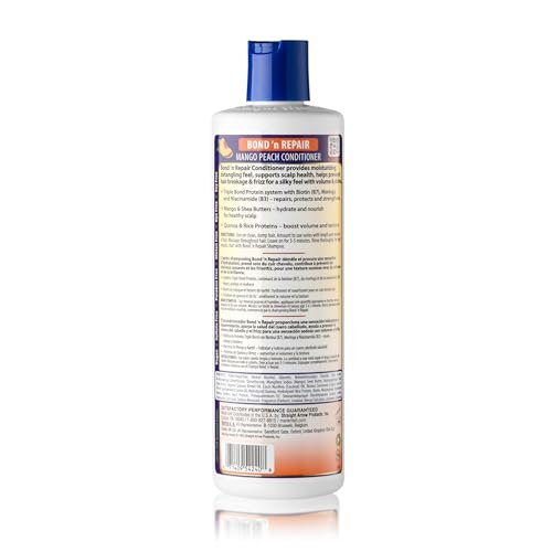 Mane 'n Tail Bond 'n Repair Conditioner - Moisturizing Detangling Conditioner for Damaged Hair, Anti-Breakage & Frizz Control, Triple Bond Repair with Biotin, Moringa & Niacinamide, Mango Peach 11.2 fl oz - görsel 4