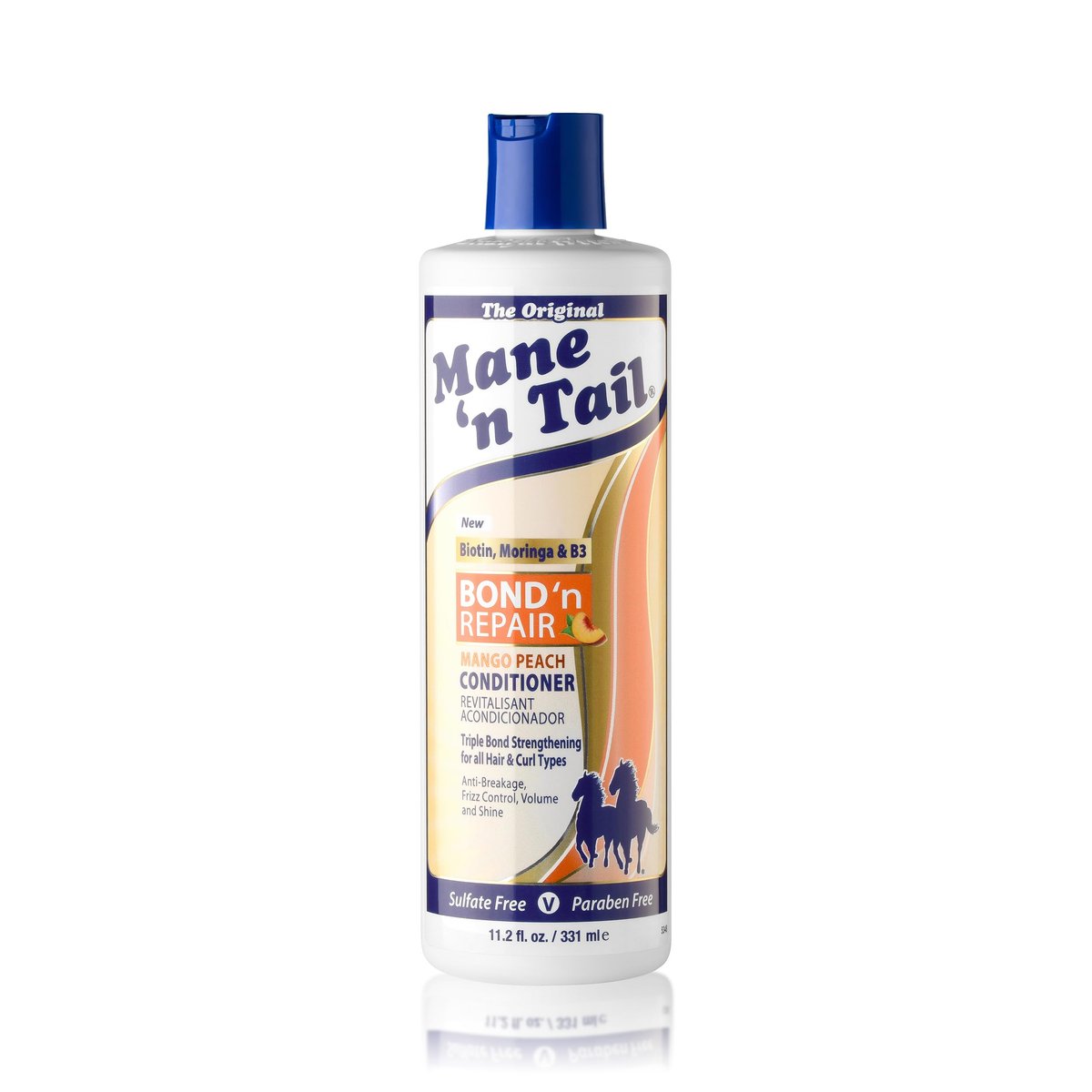 Mane 'n Tail Bond 'n Repair Conditioner - Moisturizing Detangling Conditioner for Damaged Hair, Anti-Breakage & Frizz Control, Triple Bond Repair with Biotin, Moringa & Niacinamide, Mango Peach 11.2 fl oz - görsel 1