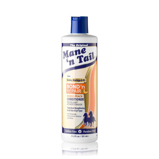 Mane 'n Tail Bond 'n Repair Conditioner - Moisturizing Detangling Conditioner for Damaged Hair, Anti-Breakage & Frizz Control, Triple Bond Repair with Biotin, Moringa & Niacinamide, Mango Peach 11.2 fl oz