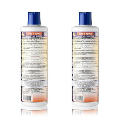 Mane 'n Tail Bond 'n Repair Shampoo & Conditioner Set – Sulfate-Free Strengthening Hair Care System, Anti-Breakage & Frizz Control, Triple Bond Repair with Moringa, Mango Peach 11.2 fl oz 2-Pack Avelisse
