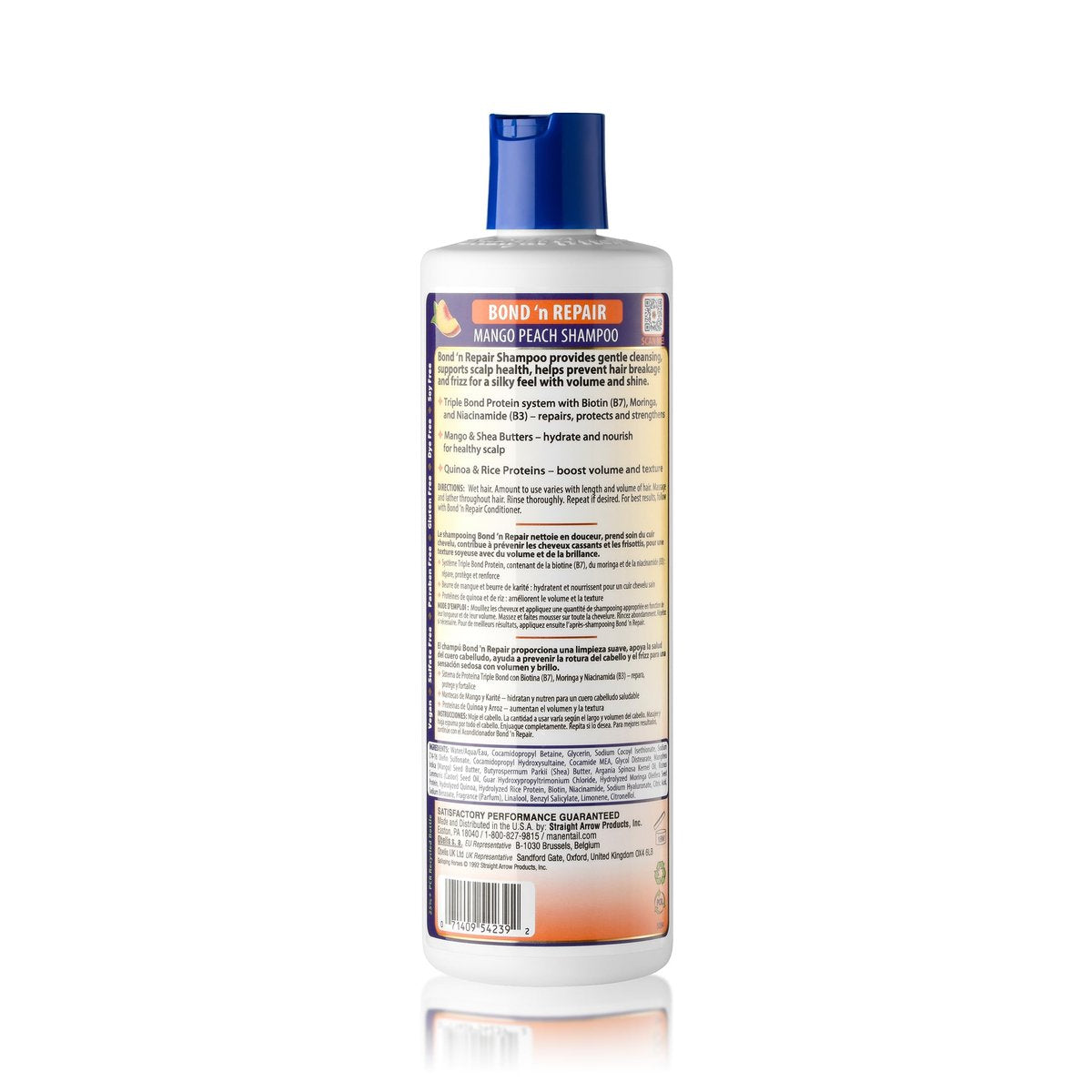 Mane 'n Tail Bond ’n Repair Shampoo - Sulfate-Free Strengthening Shampoo for Damaged Hair with Biotin, Moringa & Niacinamide, Anti-Breakage Triple Bond Repair, Mango Peach Scent, 11.2 fl oz - görsel 3
