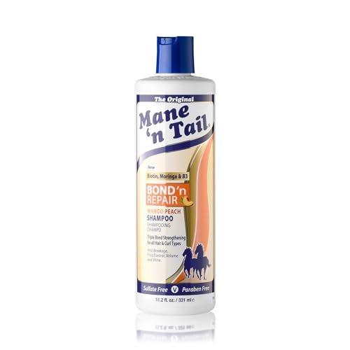 Mane 'n Tail Bond ’n Repair Shampoo - Sulfate-Free Strengthening Shampoo for Damaged Hair with Biotin, Moringa & Niacinamide, Anti-Breakage Triple Bond Repair, Mango Peach Scent, 11.2 fl oz - görsel 2