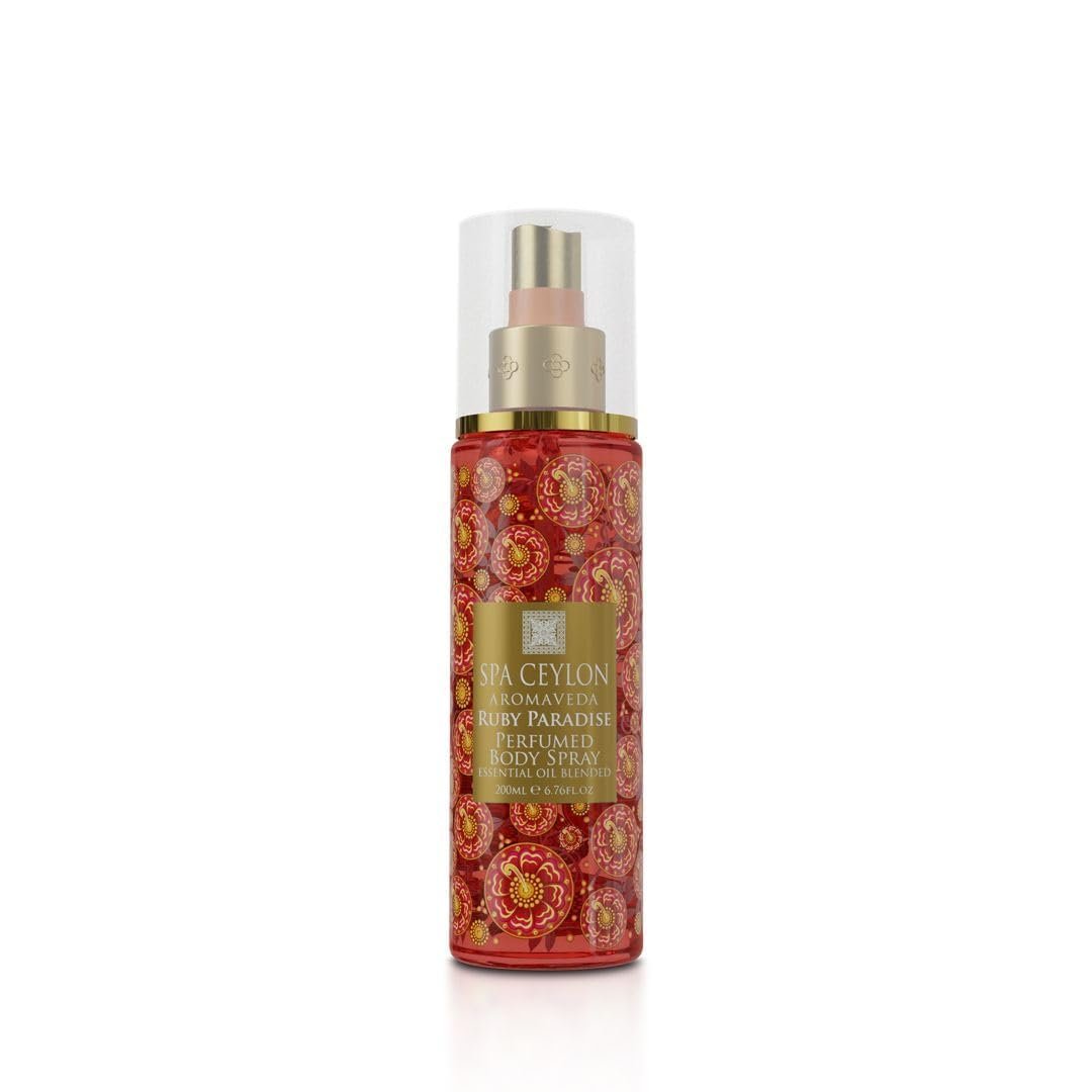SPA CEYLON Ruby Paradise Body Spray – Fruity Floral Mist with Red Hibiscus, Jasmine & Ceylon Vanilla, Refreshing Women's Perfume, 200ml Avelisse