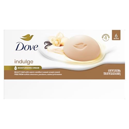 Dove Indulge Soap Bar 6 Bars - Warm Vanilla + Sweet Cream for Hydrated & Soft Skin, 3.75 oz Each - görsel 4