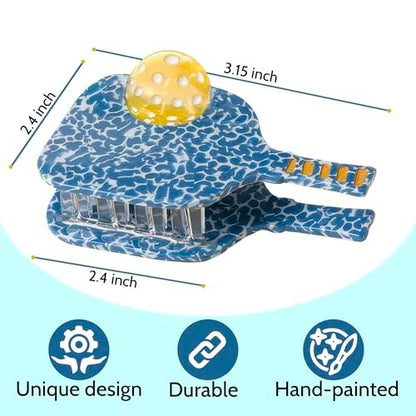 Pickleball Paddle Hair Claw Clip – Cute Pickleball Player Gift for Women & Girls, Fun Pickleball Fan Accessory, Pickleball Themed Hair Clip with Paddle & Ball Design Avelisse