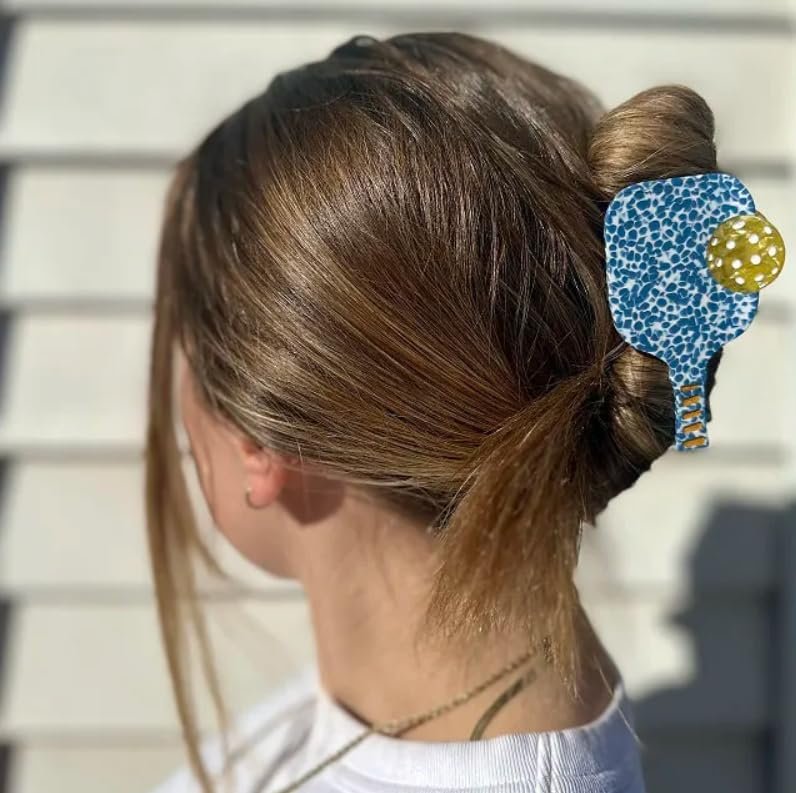 Pickleball Paddle Hair Claw Clip – Cute Pickleball Player Gift for Women & Girls, Fun Pickleball Fan Accessory, Pickleball Themed Hair Clip with Paddle & Ball Design Avelisse