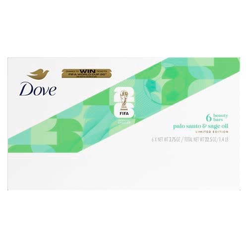Dove Limited Edition FIFA Beauty Bar Soap - Palo Santo & Sage Oil Hydrating Cleanser, 6-Pack Avelisse