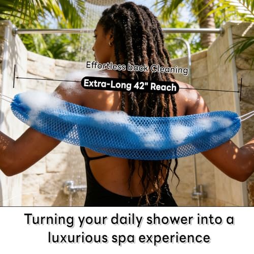5 Pack African Net Sponge Authentic with Knots - Nylon Exfoliating Body Scrubber for Shower, Quick Dry Deep Exfoliation for All Skin Types - görsel 8