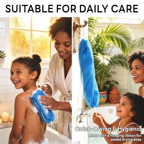 5 Pack African Net Sponge Authentic with Knots - Nylon Exfoliating Body Scrubber for Shower, Quick Dry Deep Exfoliation for All Skin Types - görsel 12