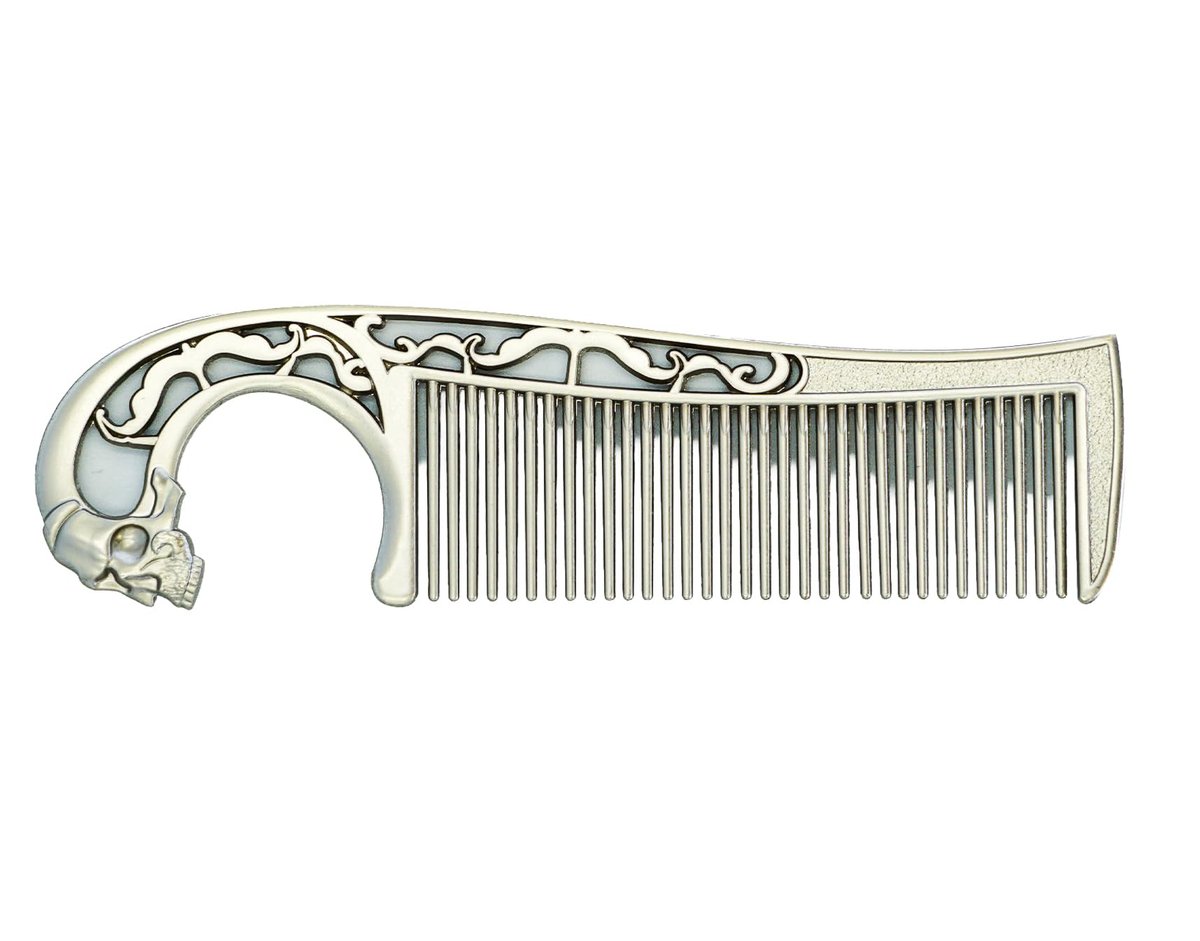 Mustache Comb on Stainless Steel Metal Chain Necklace – Dual-Sided Comb for Men, Fine & Wide Teeth for Precise Moustache Styling – Durable, Compact, Travel-Friendly Grooming Tool for Facial Hair Care Avelisse
