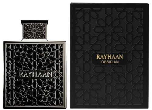 Rayhaan Obsidian Eau de Parfum for Men - Woody, Spicy, Amber Long-Lasting Fragrance, 3.4 oz / 100 ml Avelisse
