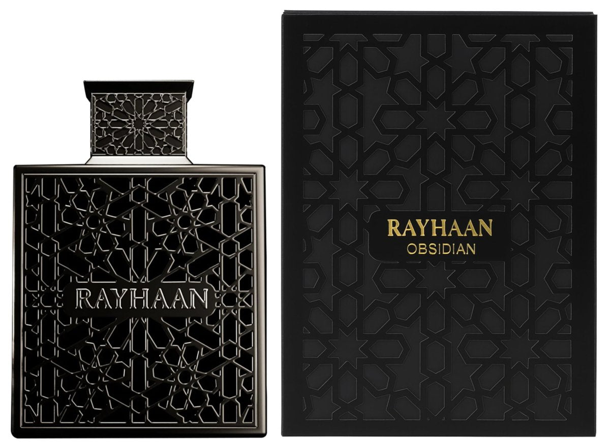 Rayhaan Obsidian Eau de Parfum for Men - Woody, Spicy, Amber Long-Lasting Fragrance, 3.4 oz / 100 ml Avelisse