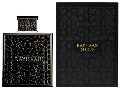 Rayhaan Obsidian Eau de Parfum for Men - Woody, Spicy, Amber Long-Lasting Fragrance, 3.4 oz / 100 ml Avelisse