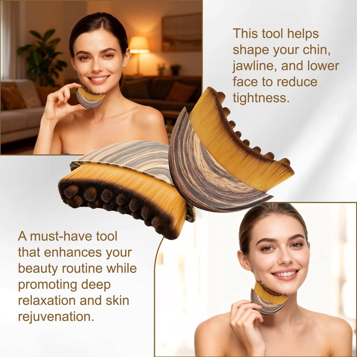 Lymphatic Contour Face Brush Set - 2 PCS Ergonomically Designed Facial Massage Tools for Skin Tightening & Fatigue Relief Avelisse