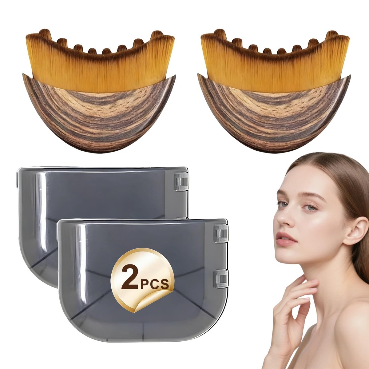 Lymphatic Contour Face Brush Set - 2 PCS Ergonomically Designed Facial Massage Tools for Skin Tightening & Fatigue Relief Avelisse