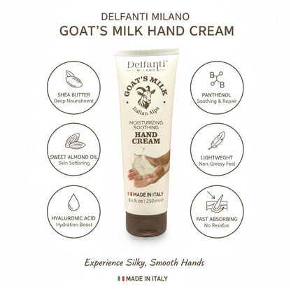 Goat Milk Moisturizing Hand Cream – 8.4 oz (250mL) – Made in Italy – Delfanti-Milano Avelisse