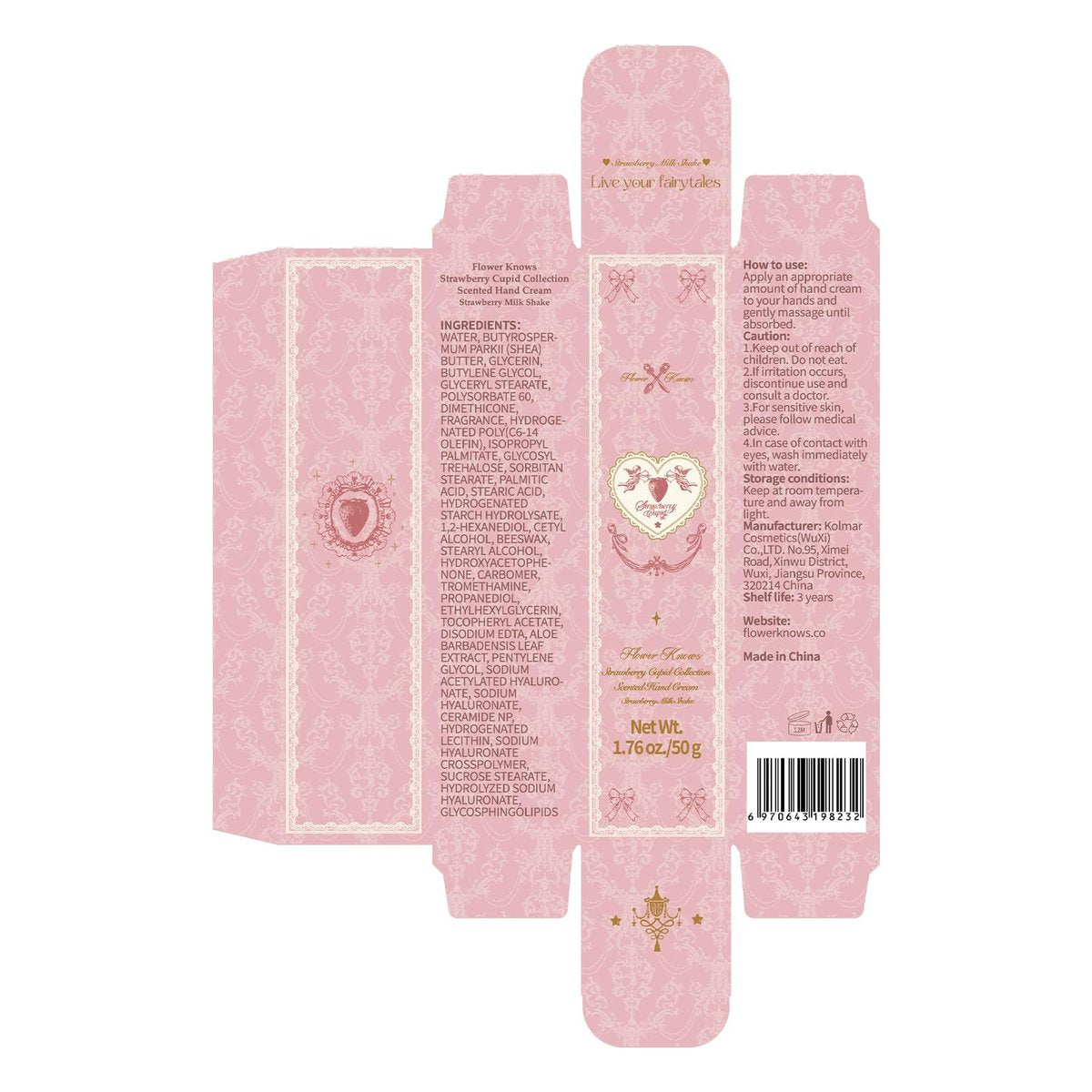 Flower Knows Strawberry Cupid Collection Scented Hand Cream - Moisturizing & Nourishing Butter Hand Lotion with Sweet Fragrance, Natural Ingredients, Travel Size 1.76 oz (Strawberry Milk Shake) Avelisse